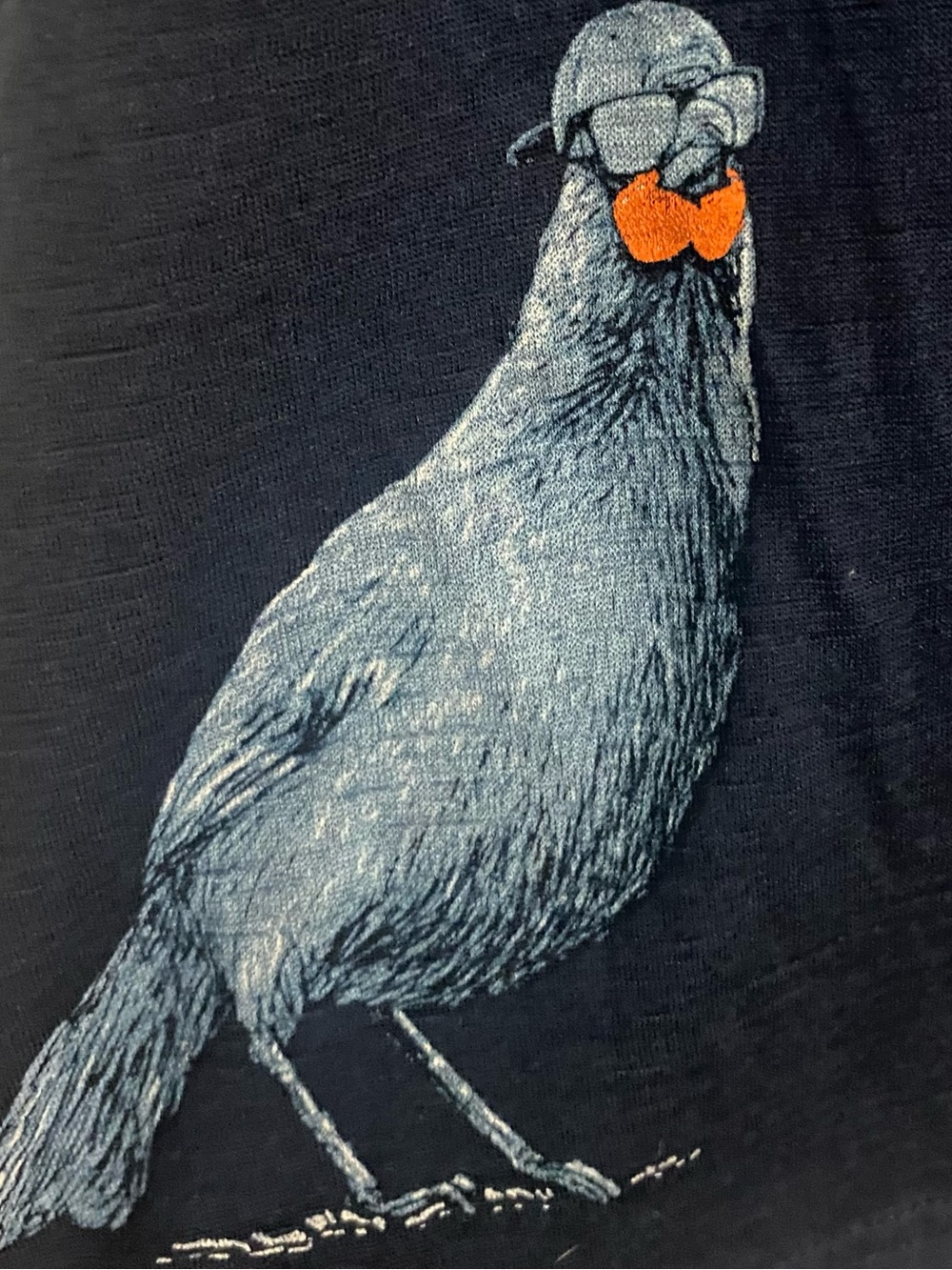 Global Culture Navy Tee with Bird Motif size XL 100% Merino Wool - Picture 4 of 13